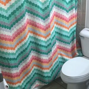 Rainbow hexagon shower curtain